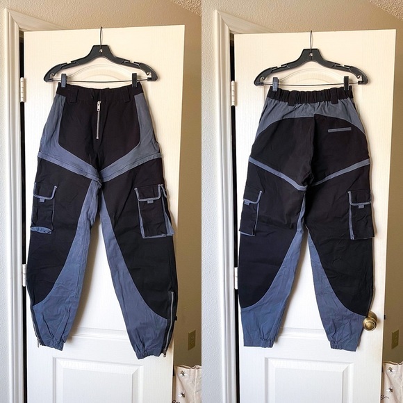 I.AM.GIA Pant Frances Cargo Pockets Removable Shorts Zipper Baggy Black S GUC - Picture 2 of 13